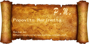Popovits Marinetta névjegykártya